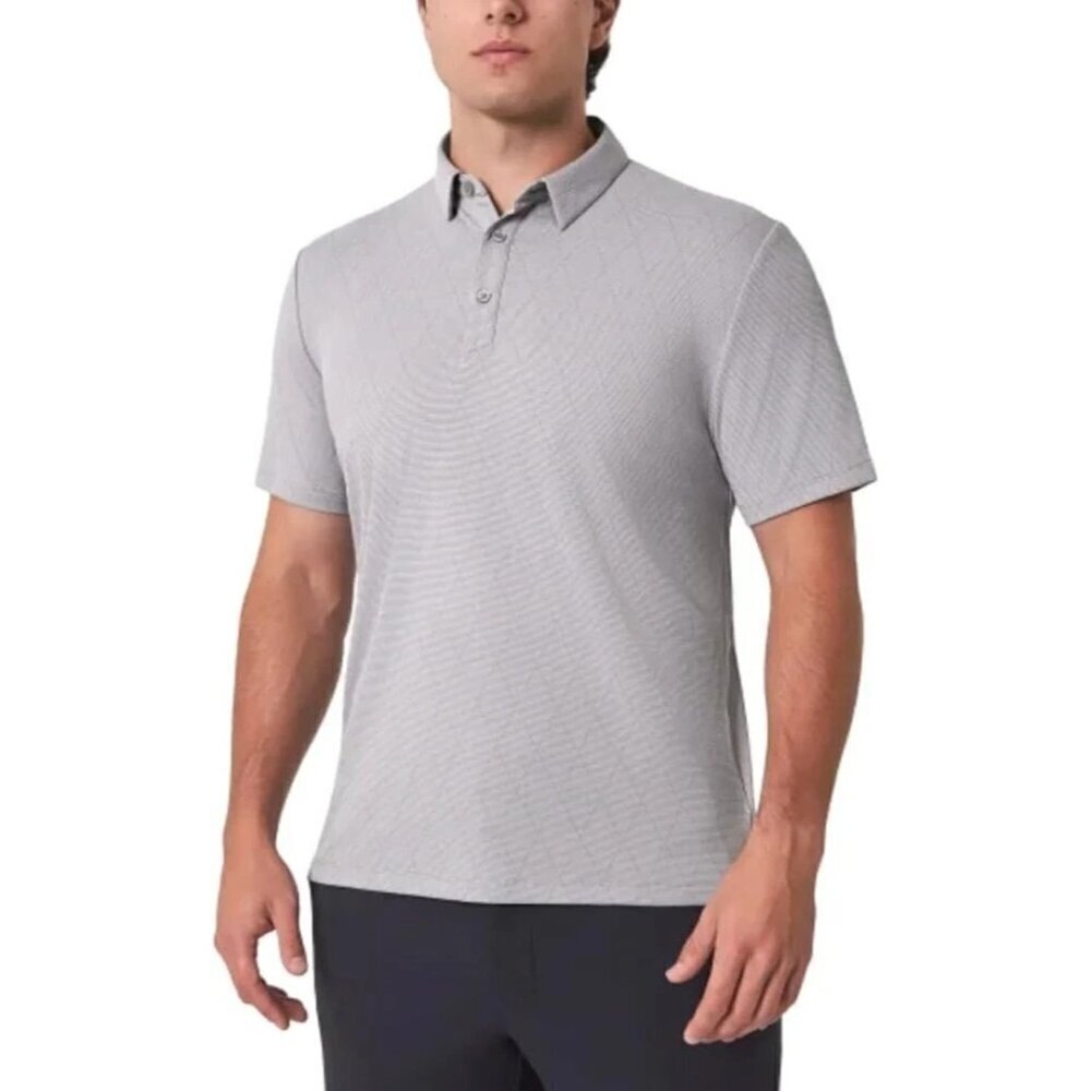 NWOT Modern Ambition Men's L Polo Shirt Gray Diamond Pattern